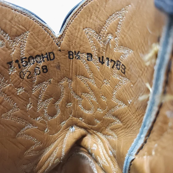 Lucchese 2000 Womens Ostrich Cowboy Boots Size 8.5 B Black Exotic - Picture 8 of 11